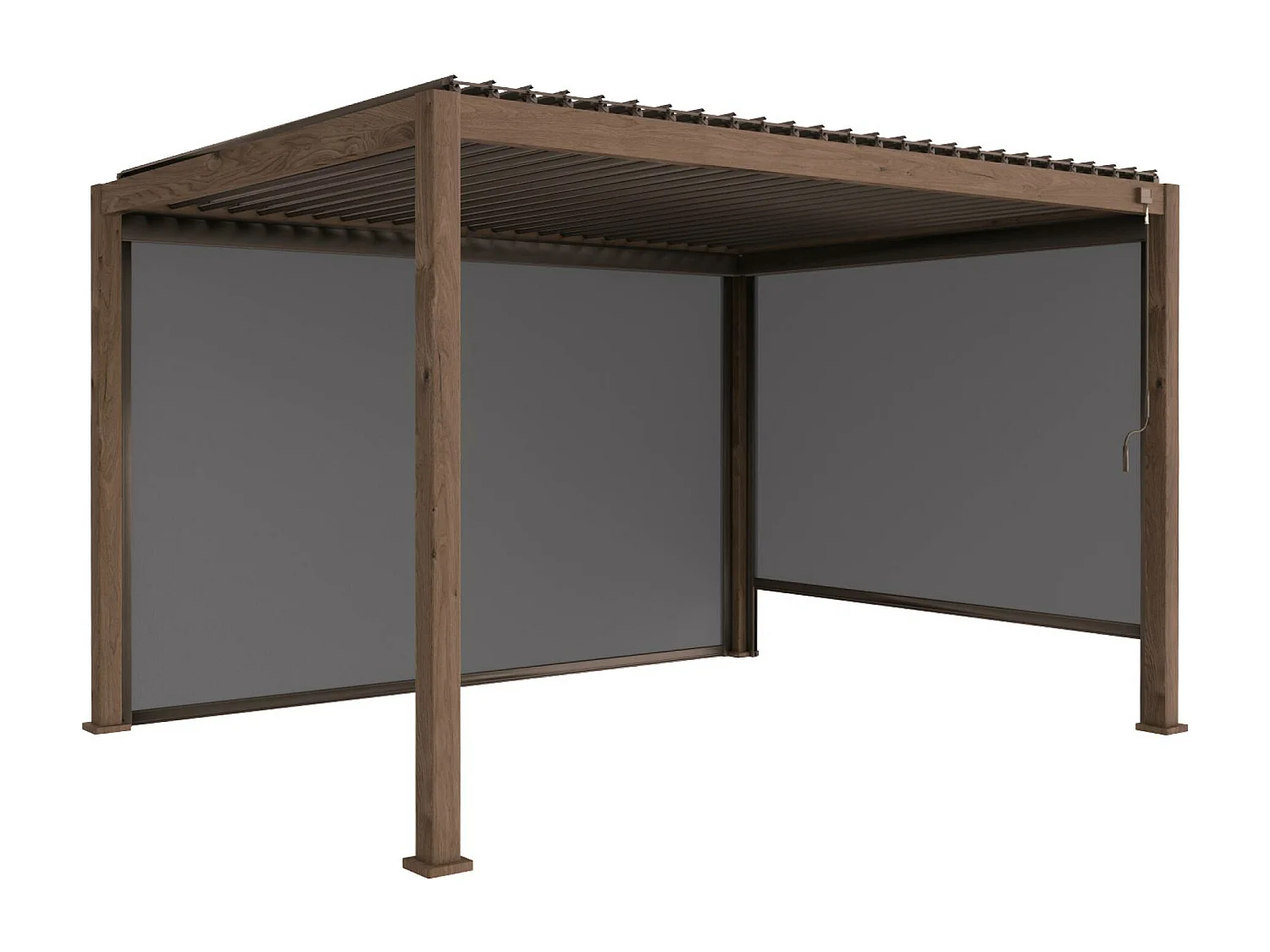 Pergola bioclimatica 3x4m in alluminio + tenda da 3m + tenda da 4m,