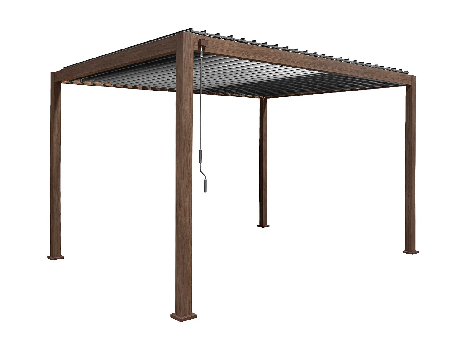 Pergola bioclimatica 3x4m in alluminio + tenda da 3m + tenda da 4m,