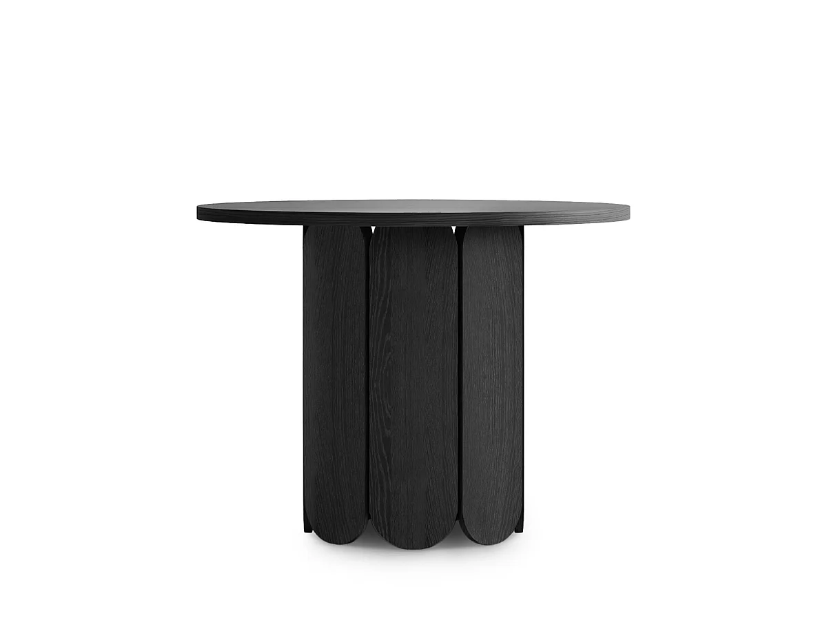 Table à Manger Ronde Design "Soft" 98cm Chêne & Noir