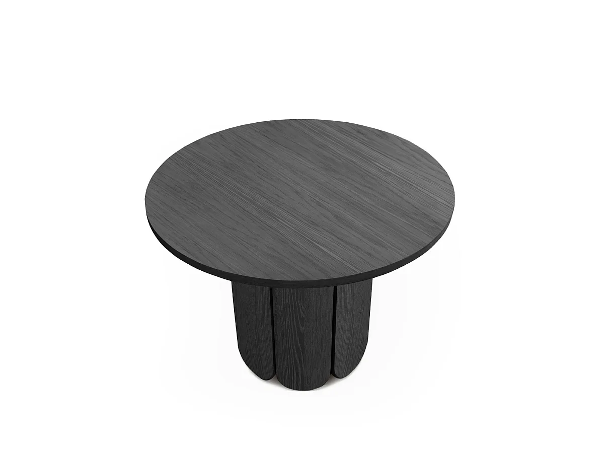Table à Manger Ronde Design "Soft" 98cm Chêne & Noir