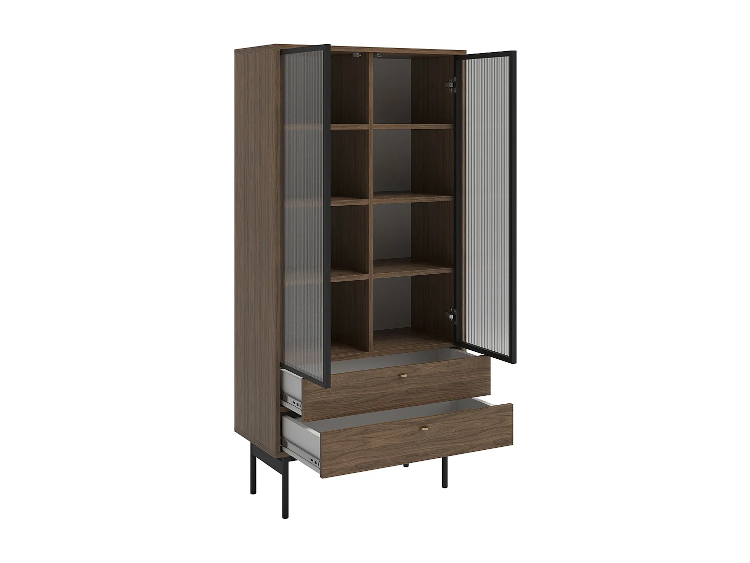 Vitrine mit 3 Regalböden - Holzoptik Carini Nussbaum - 85 cm