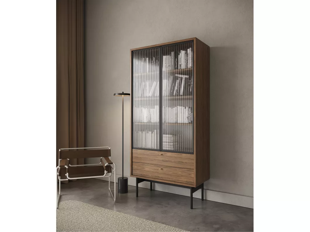 Kauf Unique Vitrine mit 3 Regalböden - Holzoptik Carini Nussbaum - 85 cm