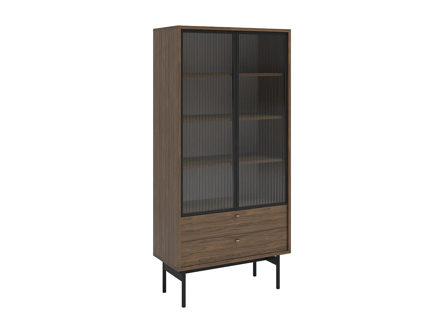 Vitrine haute - 85cm - avec deux tiroirs - Carini noyer naturel - OLAR