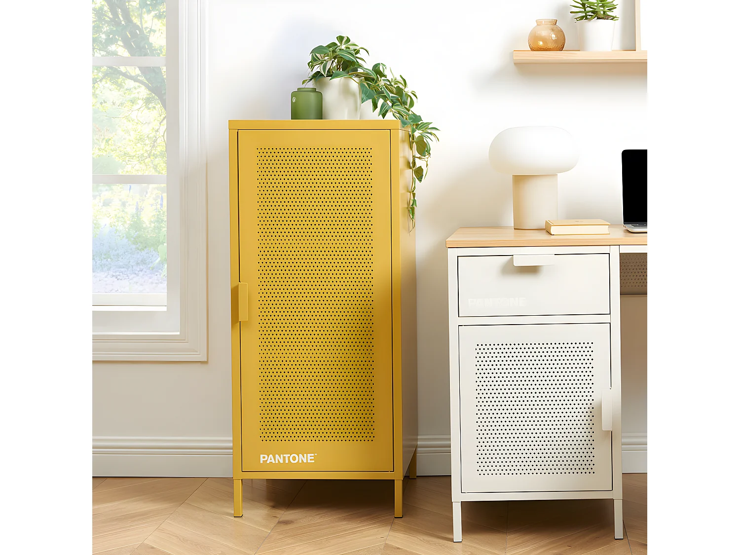 Nino - Petit meuble de rangement en métal PANTONE H105cm - Jaune moutarde