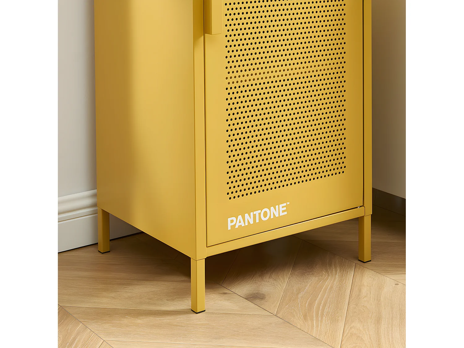 Nino - Petit meuble de rangement en métal PANTONE H105cm - Jaune moutarde