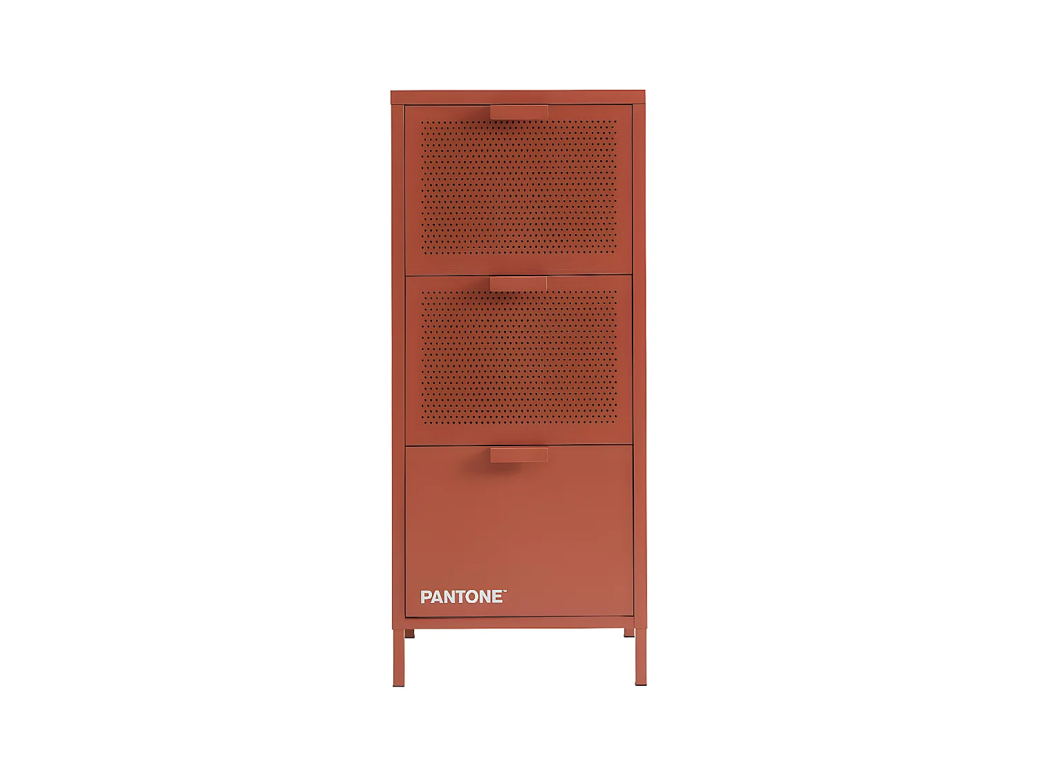 Nino - Petit meuble de rangement 3 tiroirs en métal PANTONE H105cm - Terracotta