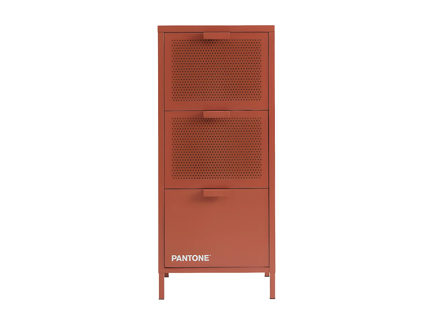 Nino - Petit meuble de rangement 3 tiroirs en métal PANTONE H105cm - Terracotta