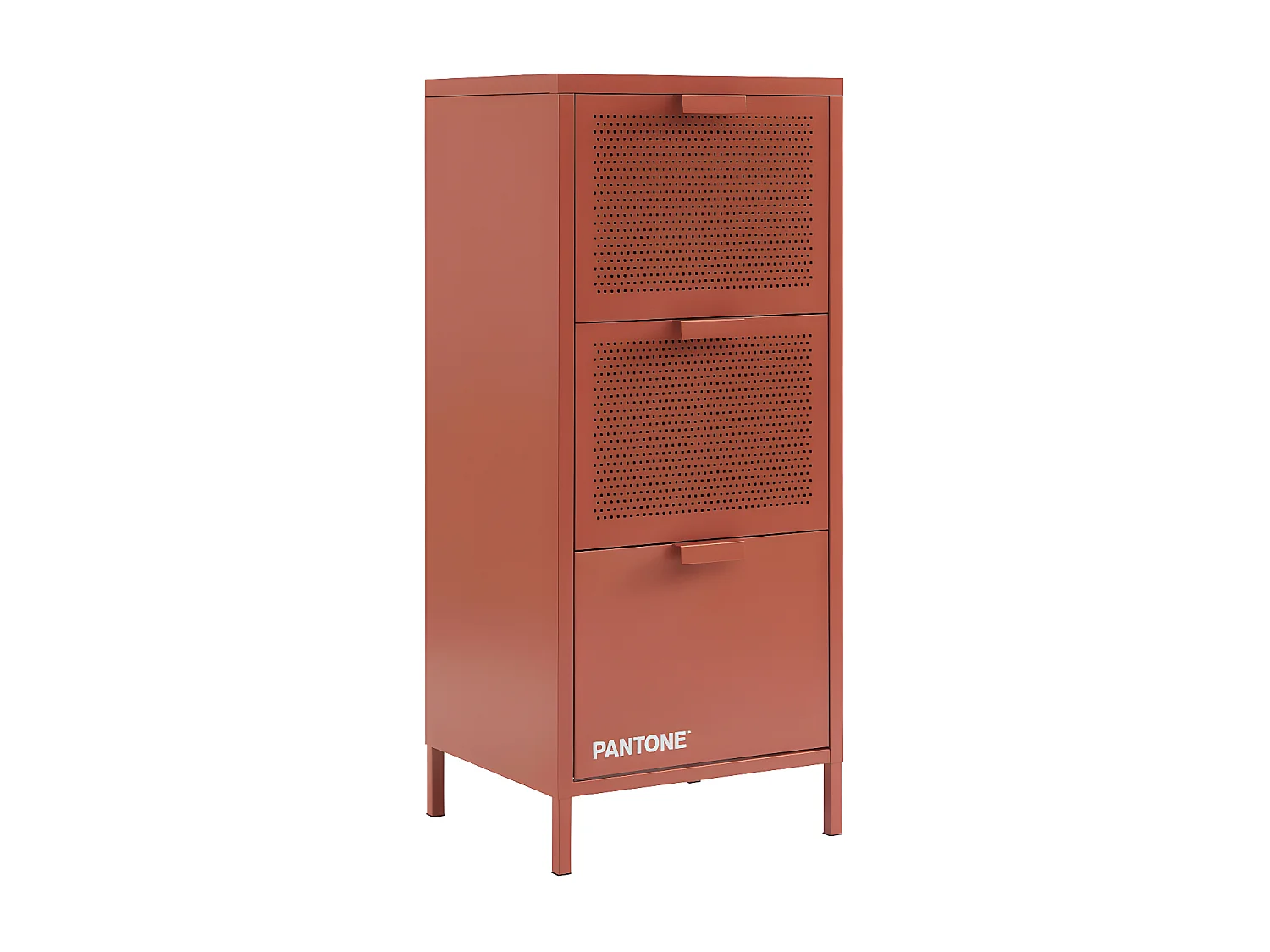 Nino - Petit meuble de rangement 3 tiroirs en métal PANTONE H105cm - Terracotta