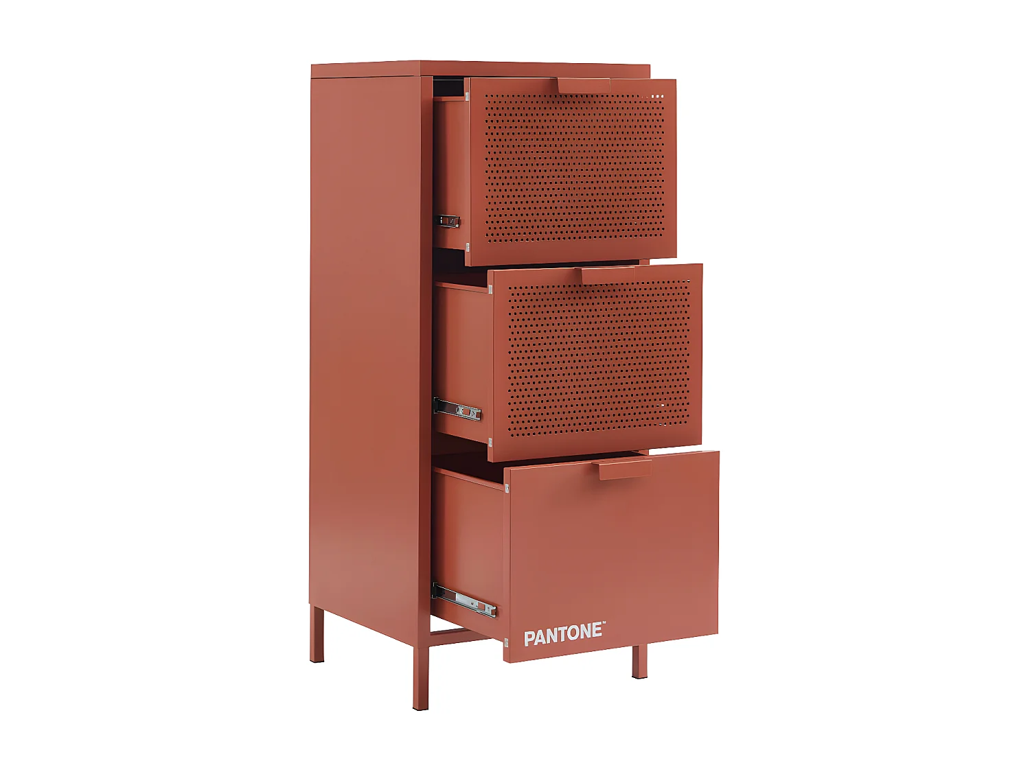 Nino - Petit meuble de rangement 3 tiroirs en métal PANTONE H105cm - Terracotta