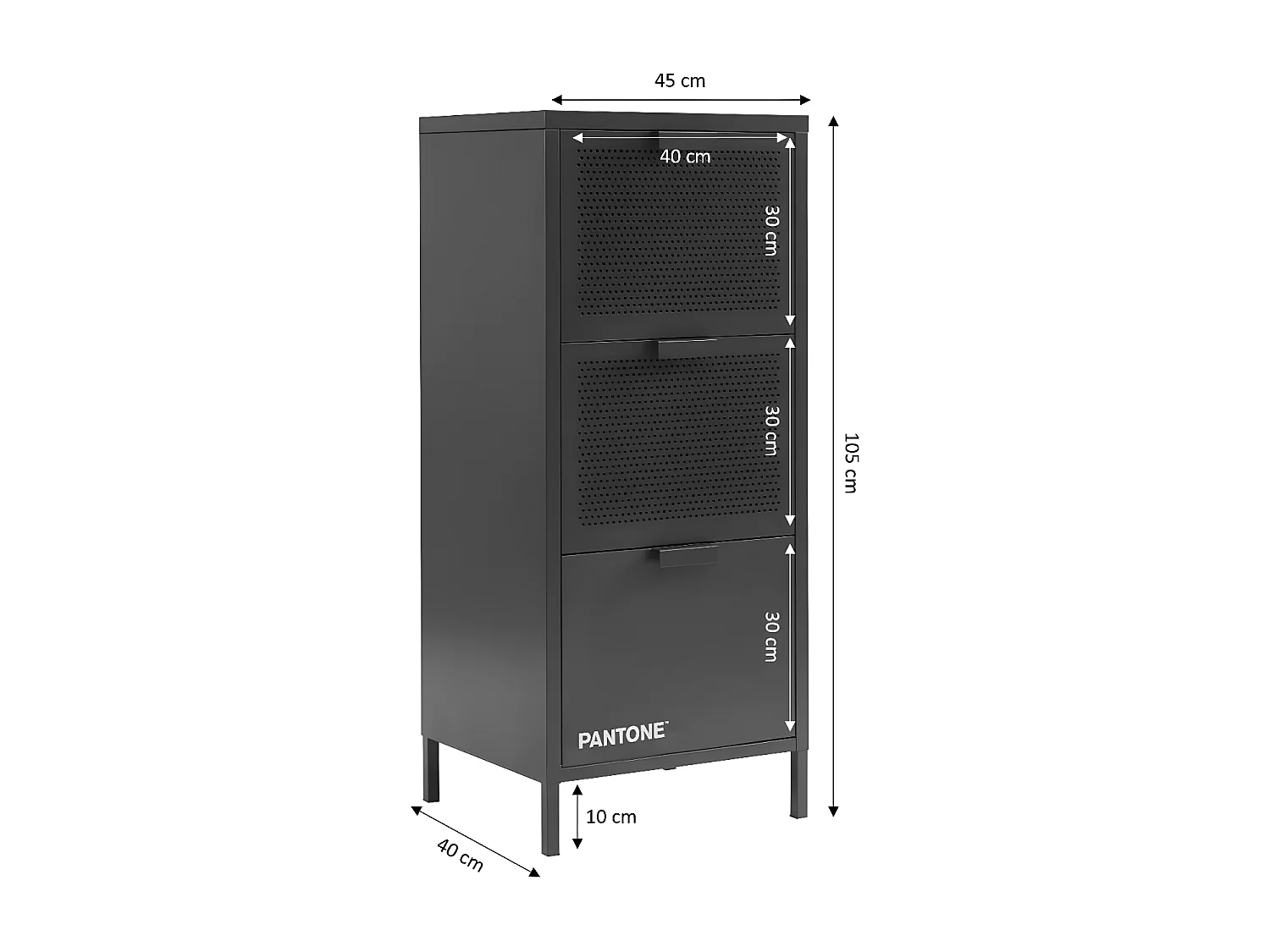 Nino - Petit meuble de rangement 3 tiroirs en métal PANTONE H105cm - Terracotta