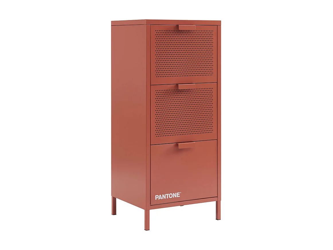 Nino - Petit meuble de rangement 3 tiroirs en métal PANTONE H105cm - Terracotta