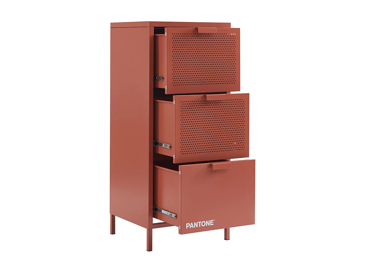 Nino - Petit meuble de rangement 3 tiroirs en métal PANTONE H105cm - Terracotta