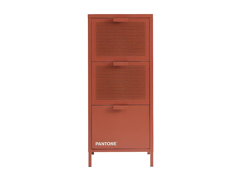 Nino - Petit meuble de rangement 3 tiroirs en métal PANTONE H105cm - Terracotta