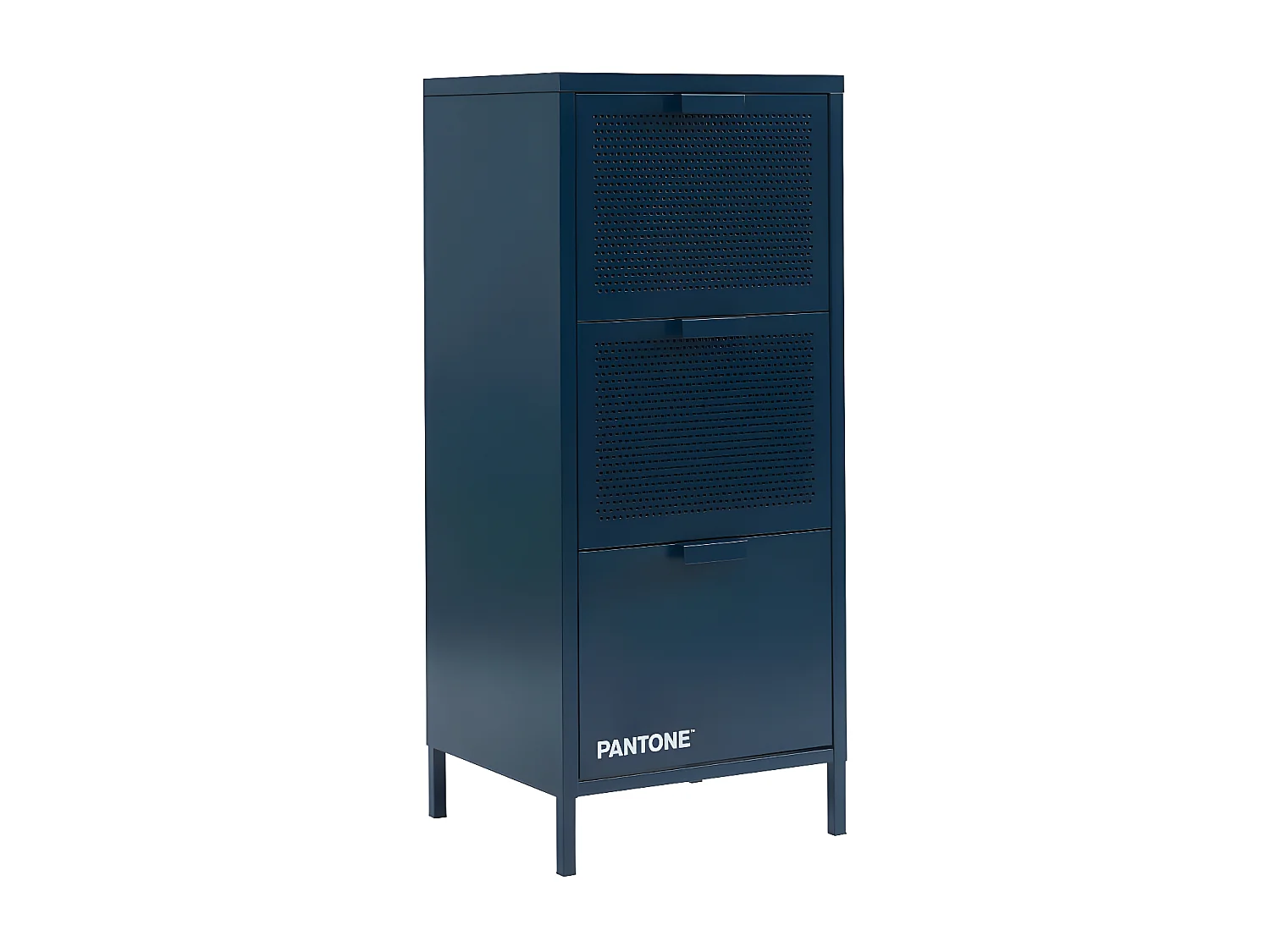 Nino - Petit meuble de rangement 3 tiroirs en métal PANTONE H105cm - Bleu nuit
