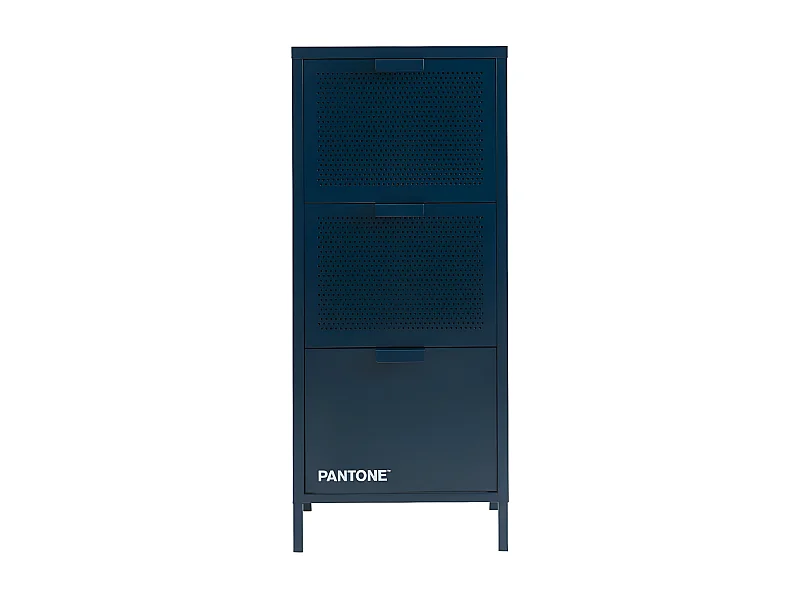 Nino - Petit meuble de rangement 3 tiroirs en métal PANTONE H105cm - Bleu nuit
