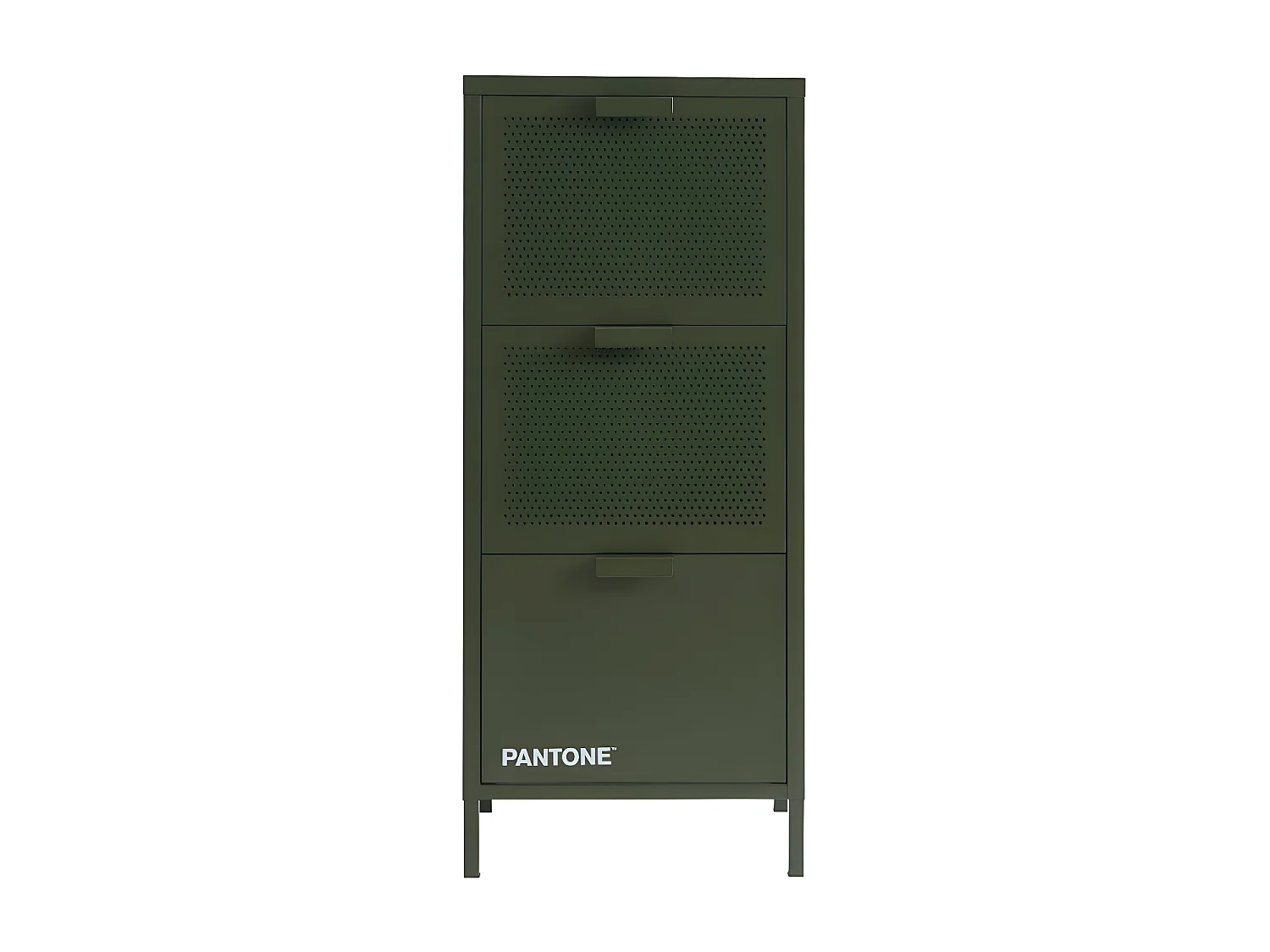 Nino - Petit meuble de rangement 3 tiroirs en métal PANTONE H105cm - Vert kaki