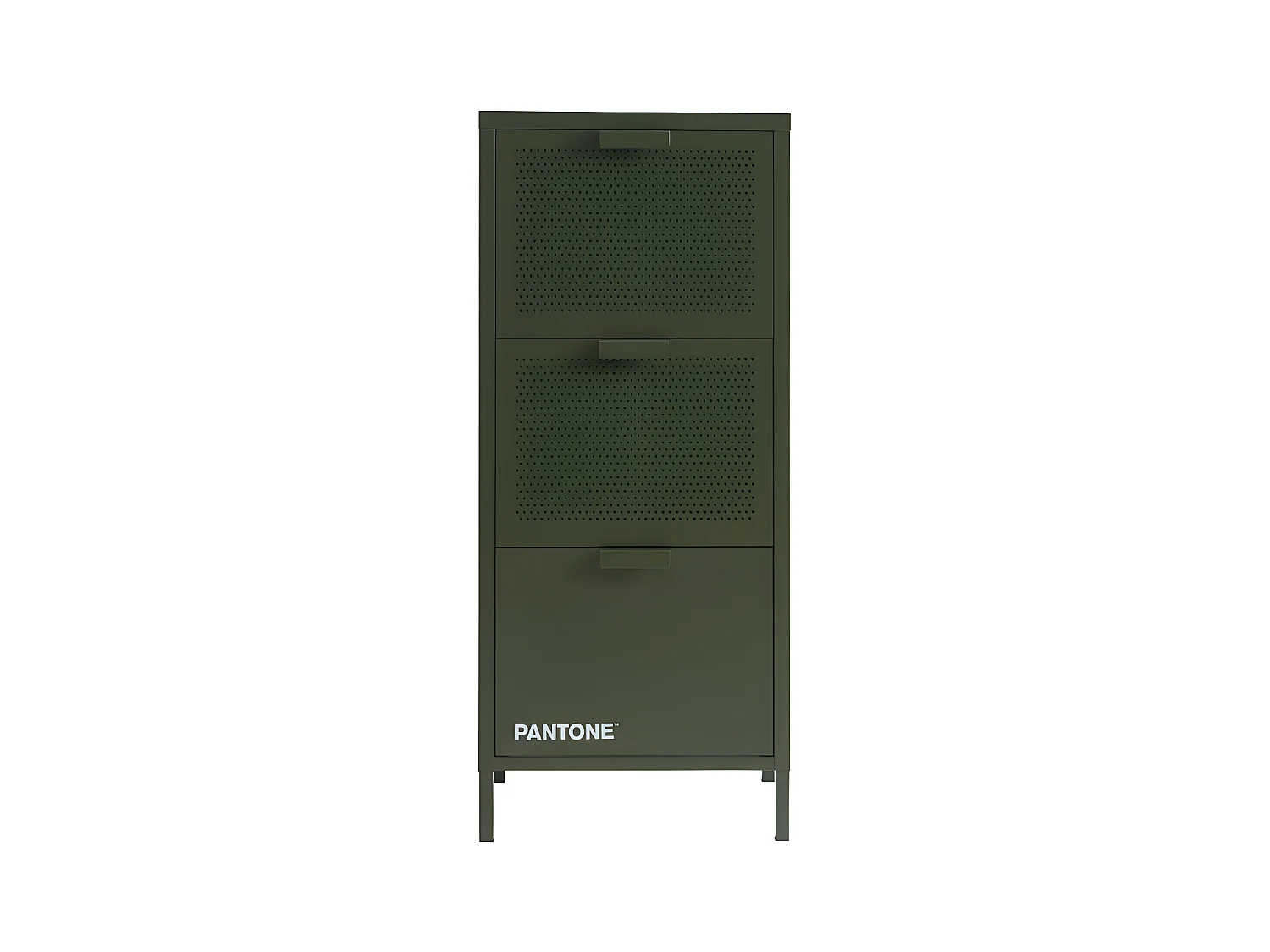 Nino - Petit meuble de rangement 3 tiroirs en métal PANTONE H105cm - Vert kaki