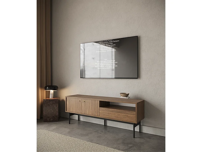 Meuble TV - 154 cm - Carini noyer naturel - OLAR