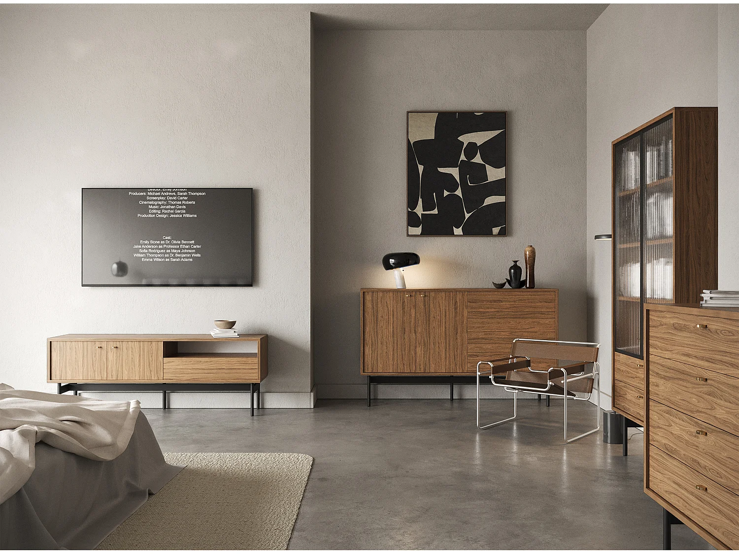 TV-Element mit Schublade - Holzoptik Carini Nussbaum - 154 cm - OLAR