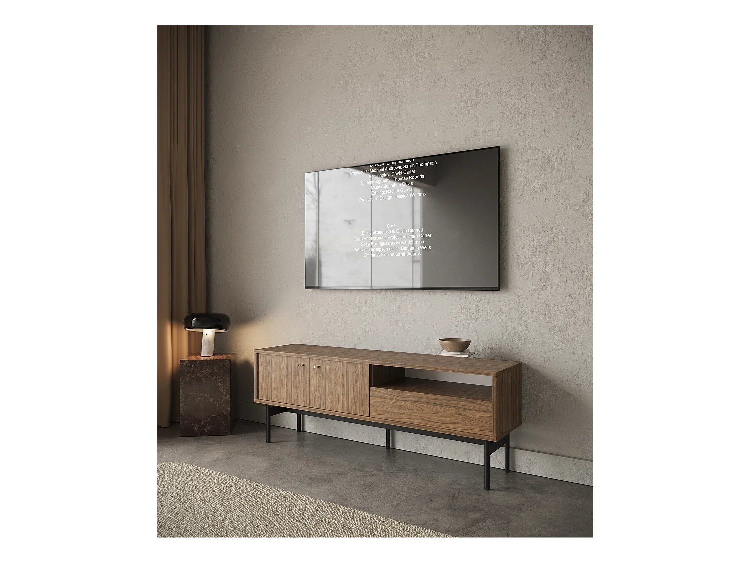 Meuble TV - 154 cm - Carini noyer naturel - OLAR