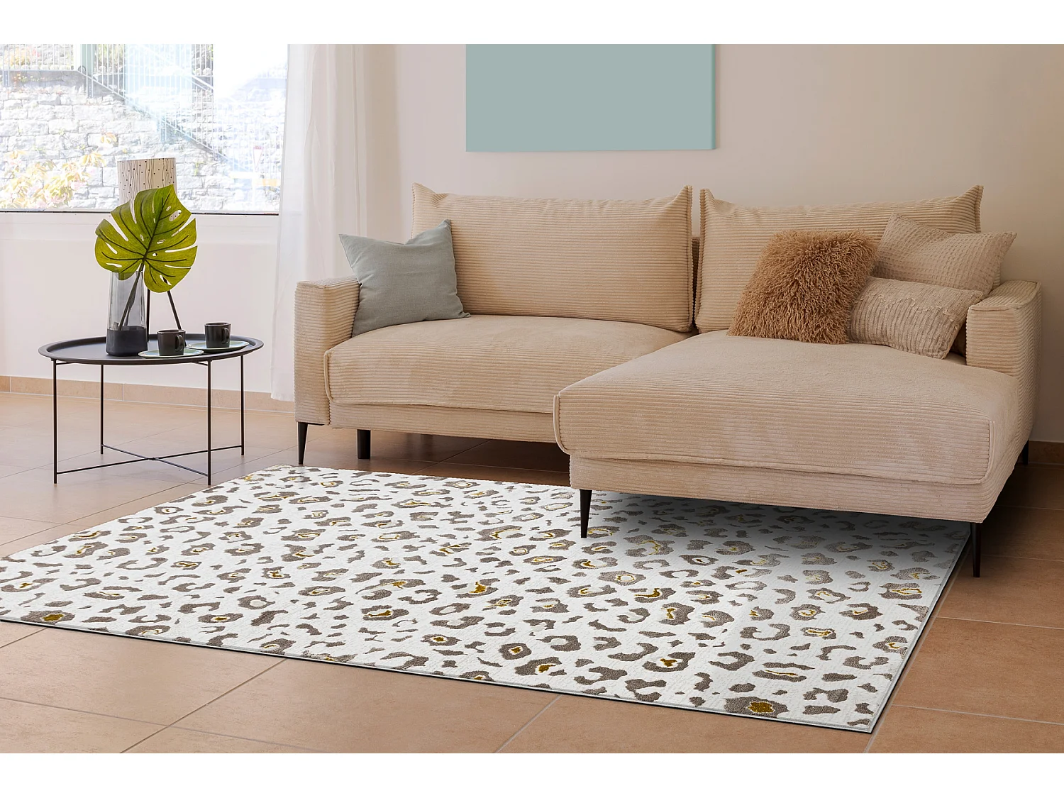 Tapis BLISS Z232AZ128 crème / beige - Motif léopard, moderne, struct 80x150 cm