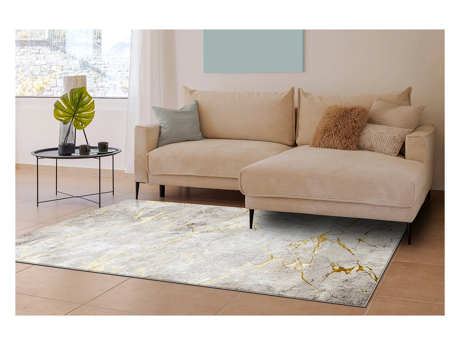 Tapis BLISS Z197AZ147 beige foncé / doré - Marbre, moderne, structur 200x290 cm