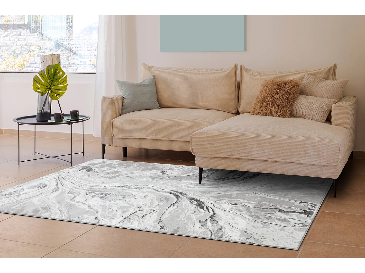 BLISS Z162BZ253 tappeto grigio / crema - Astrazione, moderno, struttur 140x190 cm