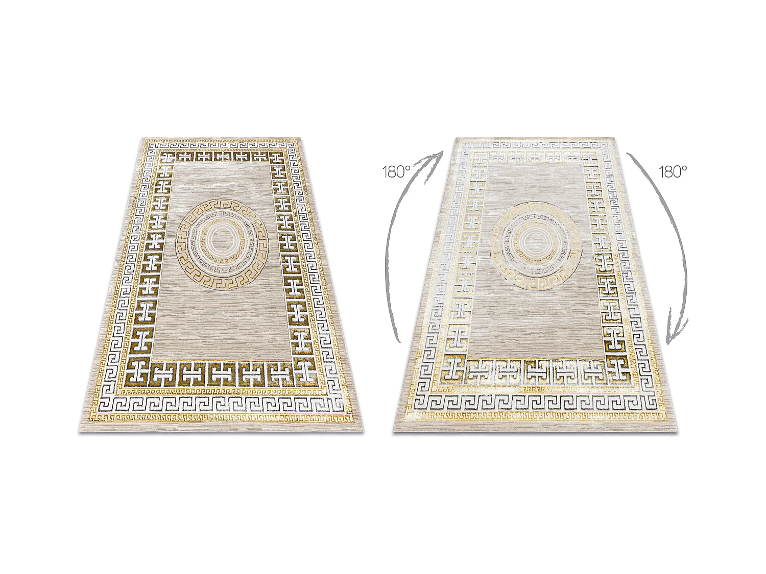 BLISS Z205AZ127 tapijt crème / goud - Kader, grieks, modern, structur 140x190 cm