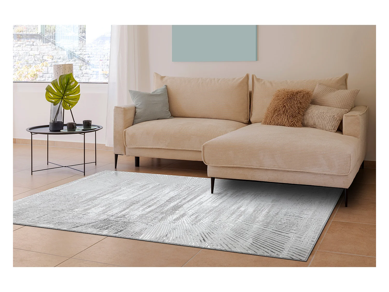 BLISS Z206AZ256 tapijt lichtgrijs / grijs - Lijnen, modern, structuree 140x190 cm