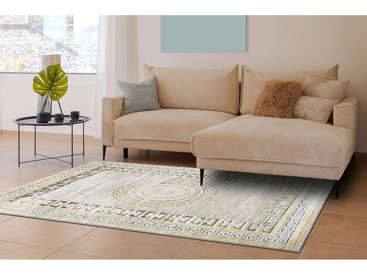 BLISS Z205AZ127 Teppich creme / gold – Rahmen, griechisch, modern, s 160x220 cm