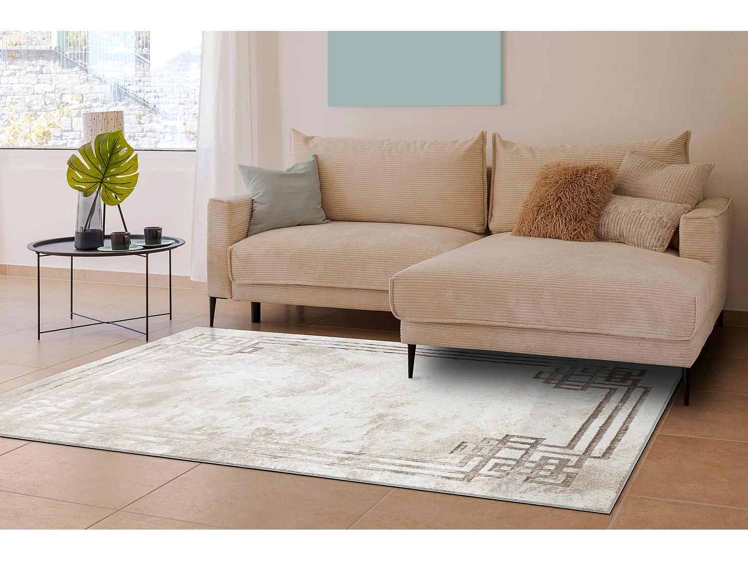 BLISS Z203AZ138 tapijt crème / beige - Kader, modern, structureel 80x150 cm