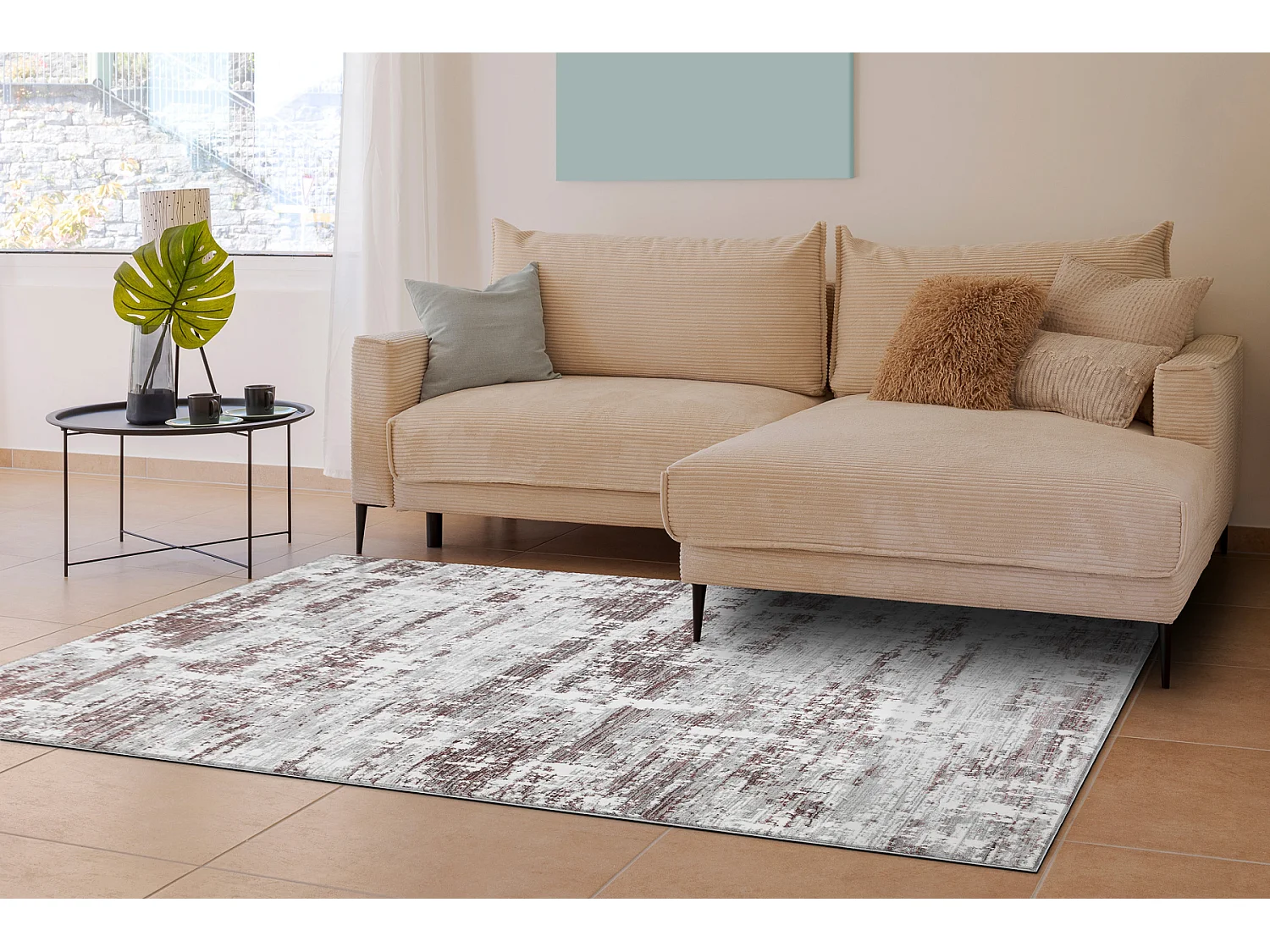 Dywan BLISS Z239AZ551 szary / różowy - Abstrakcja, nowoczesny, struk 80x150 cm