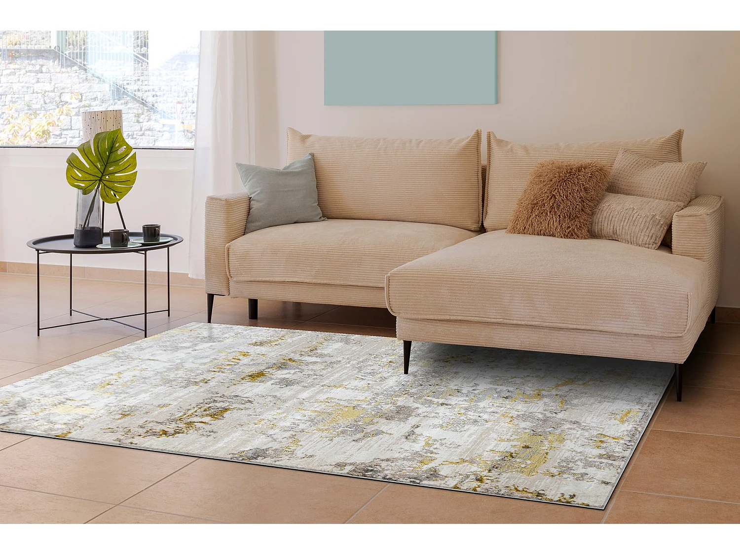 Tapis BLISS Z199AZ127 crème / doré - Abstraction, moderne, structure 120x170 cm