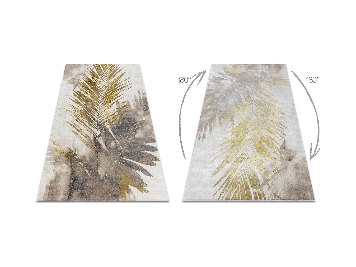 Tapis BLISS Z216AZ137 crème / doré - Feuilles de palmier, moderne, s 80x150 cm