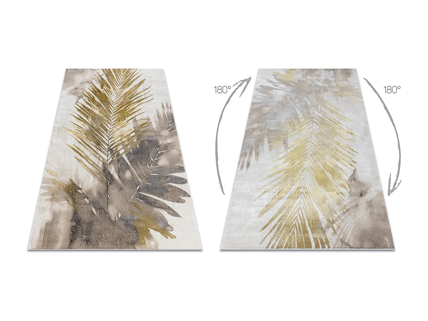 BLISS Z216AZ137 tapijt crème / goud - Bladje Palm, modern, structuree 140x190 cm