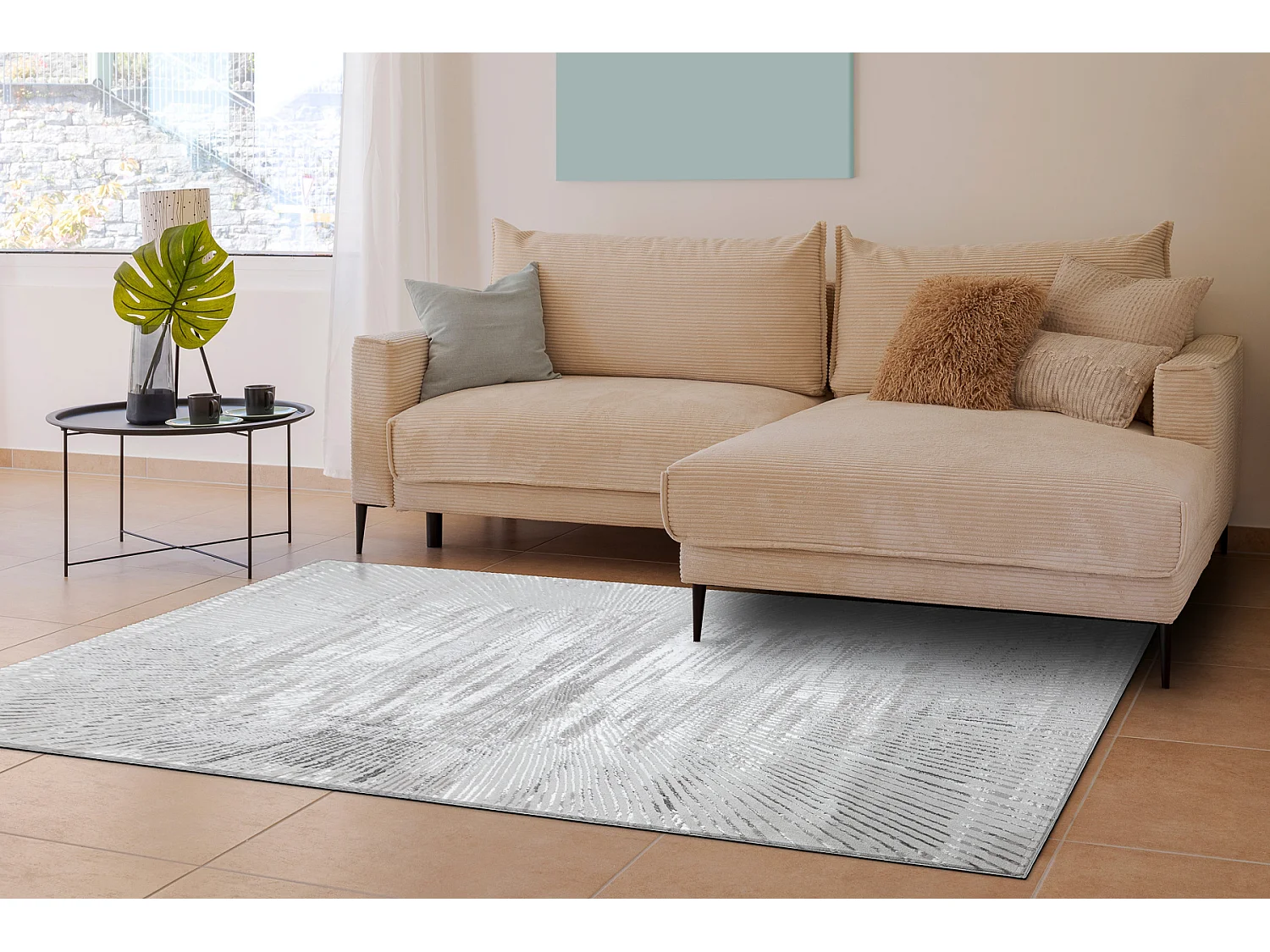 BLISS Z206AZ256 Teppich hellgrau / grau – Linien, modern, strukturel 80x150 cm