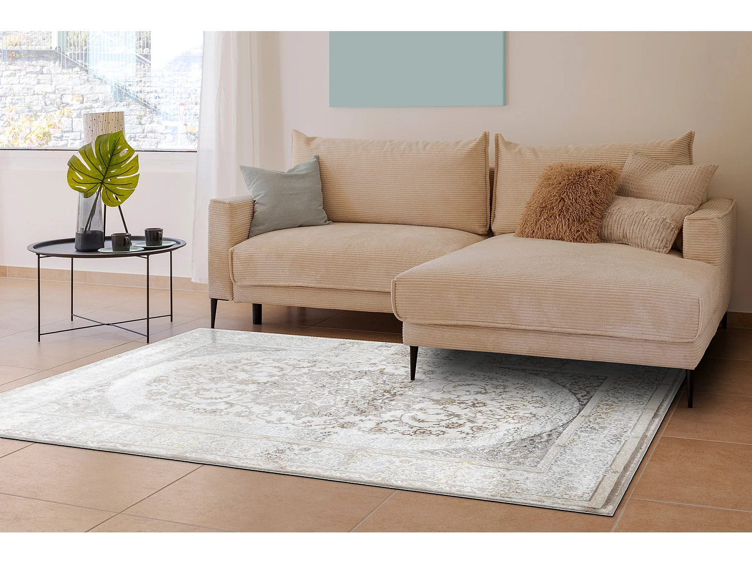 BLISS Z204AZ128 Teppich creme / beige – Rahmen, Ornament, modern, st 180x270 cm