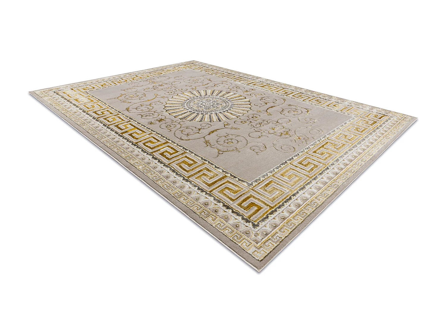 Tapis BLISS Z160AZ147 beige foncé / doré - Cadre, grec, exclusif, st 140x190 cm