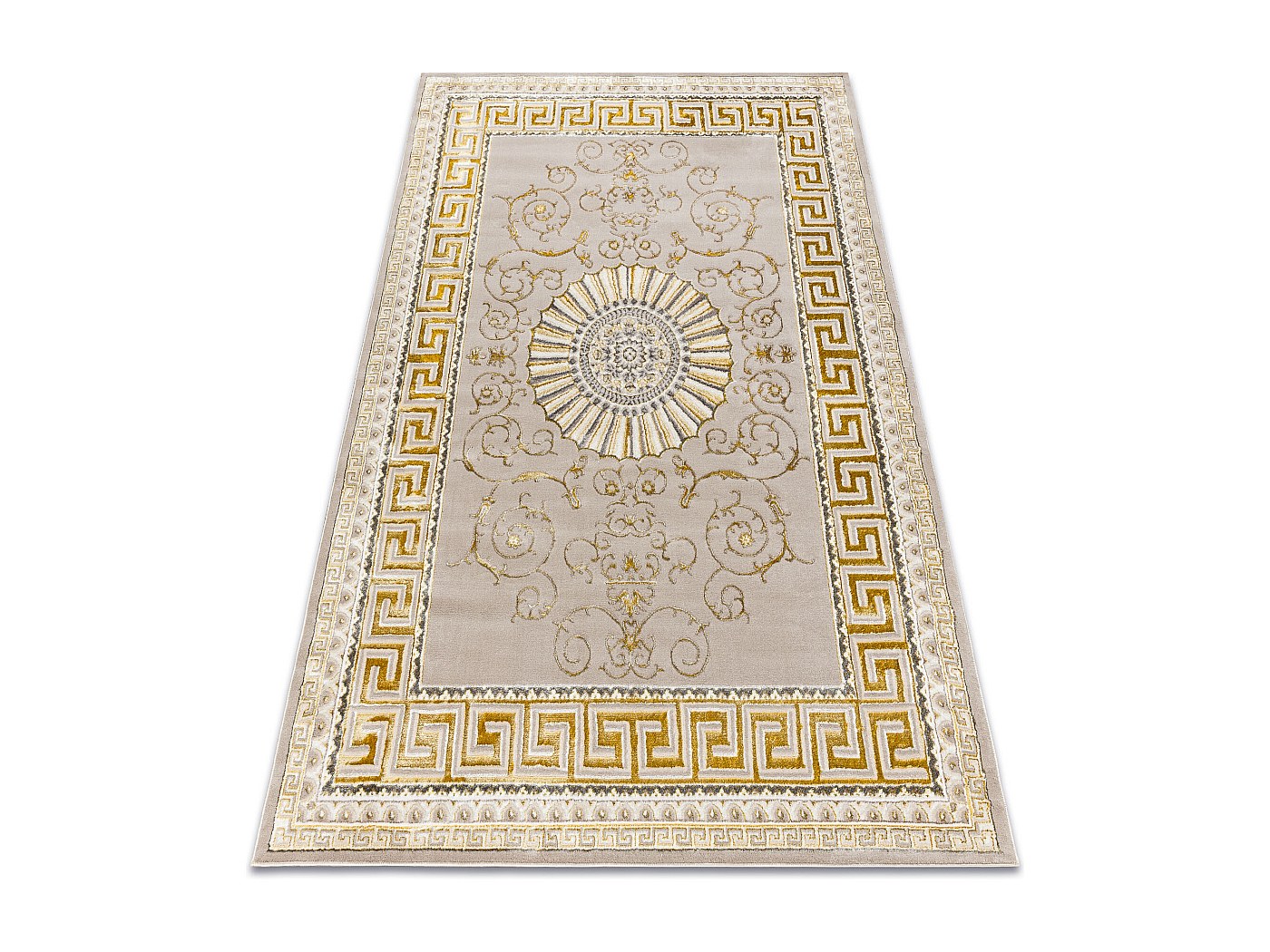 Set De 4 Tapis Lavables Design Grec – Marron, Polyamide Super Doux (neufs)