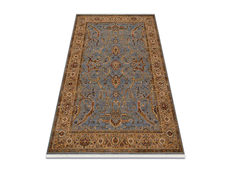 Tapis KESHAN franges, Cadre oriental 7875/53544 beige / bleu 300x380 cm