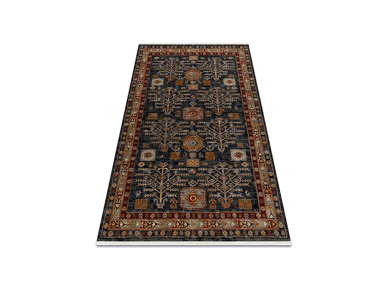 Teppich Wolle KESHAN Franse Rahmen orientalisch 6174/53511 dunkelblau  160x230 cm