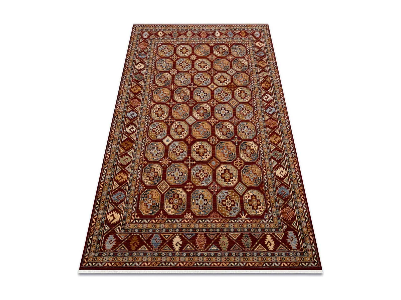 Tapis KESHAN franges, Ornement, cadre oriental 7874/53588 bordeaux 250x340 cm