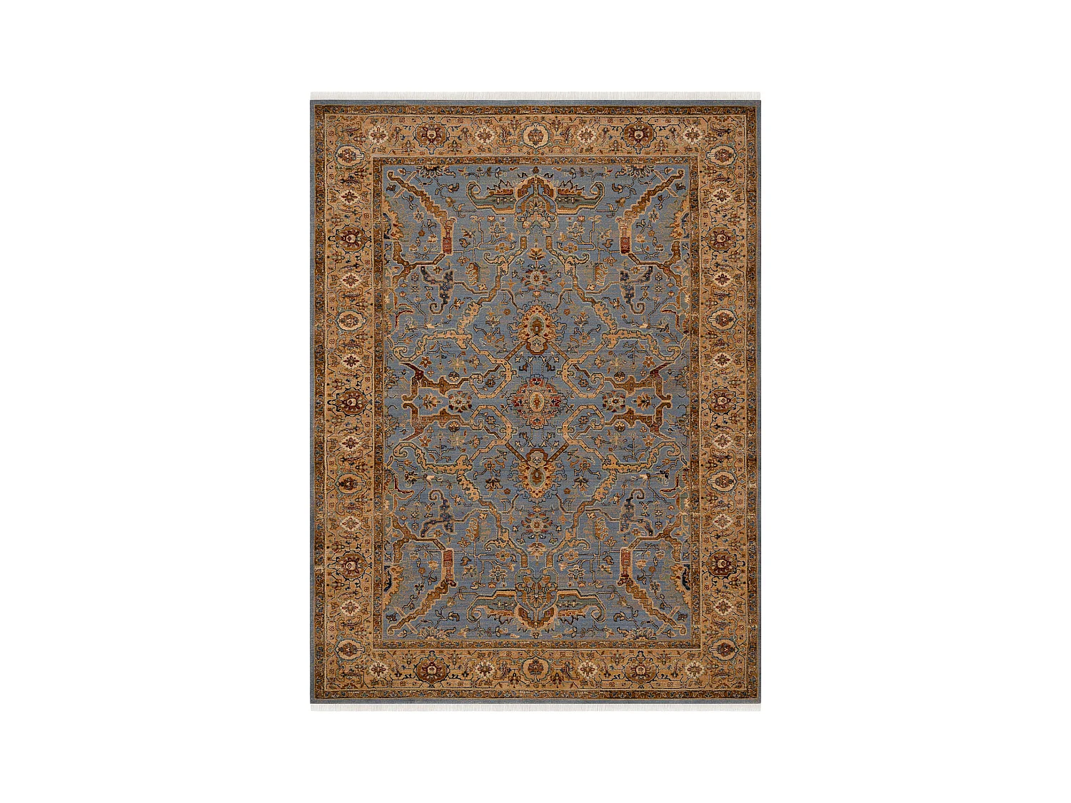 Tapis KESHAN franges, Cadre oriental 7875/53544 beige / bleu 120x145 cm