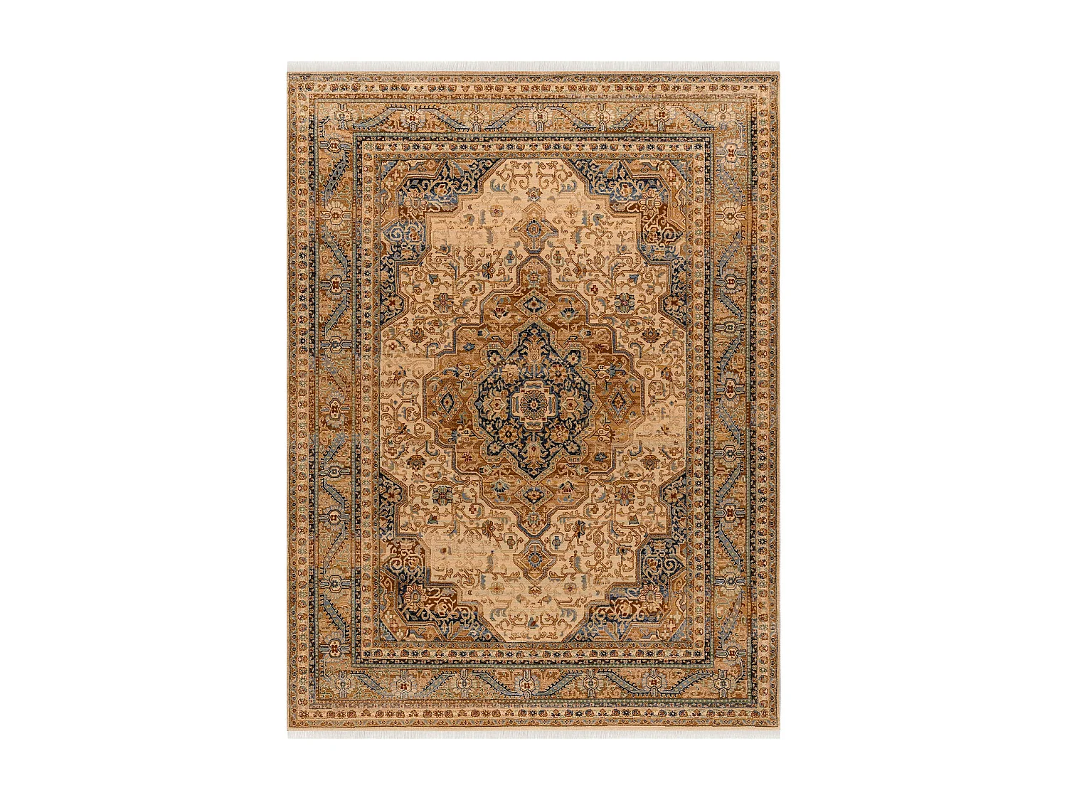 Dywan KESHAN Frędzle, Ornament, ramka orientalny 8995/53565 beż / ni 250x340 cm