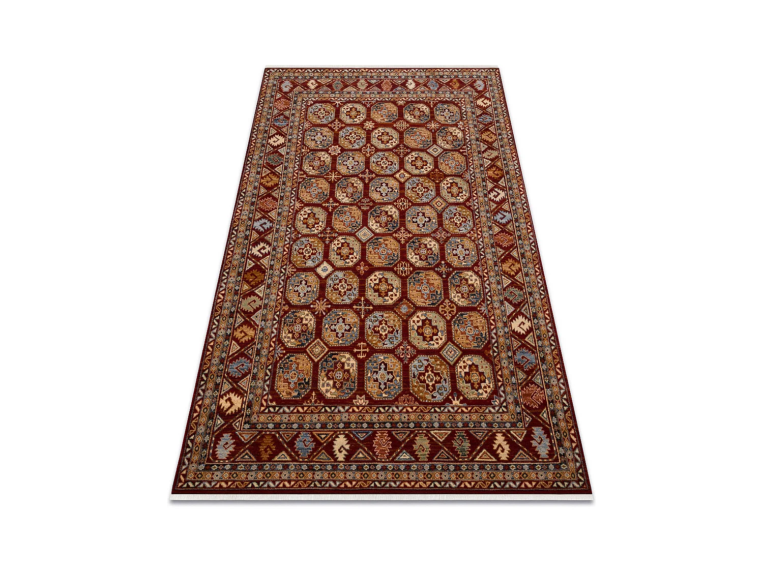 Tapis KESHAN franges, Ornement, cadre oriental 7874/53588 bordeaux 300x380 cm
