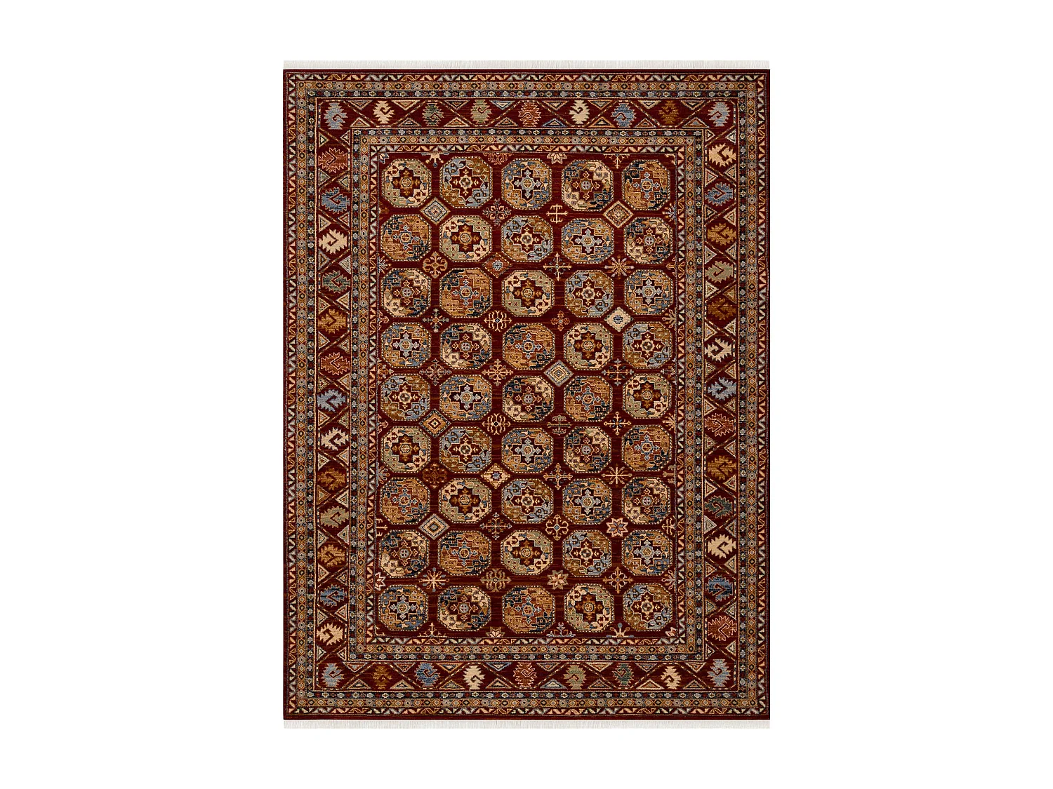 Tapis KESHAN franges, Ornement, cadre oriental 7874/53588 bordeaux 300x380 cm