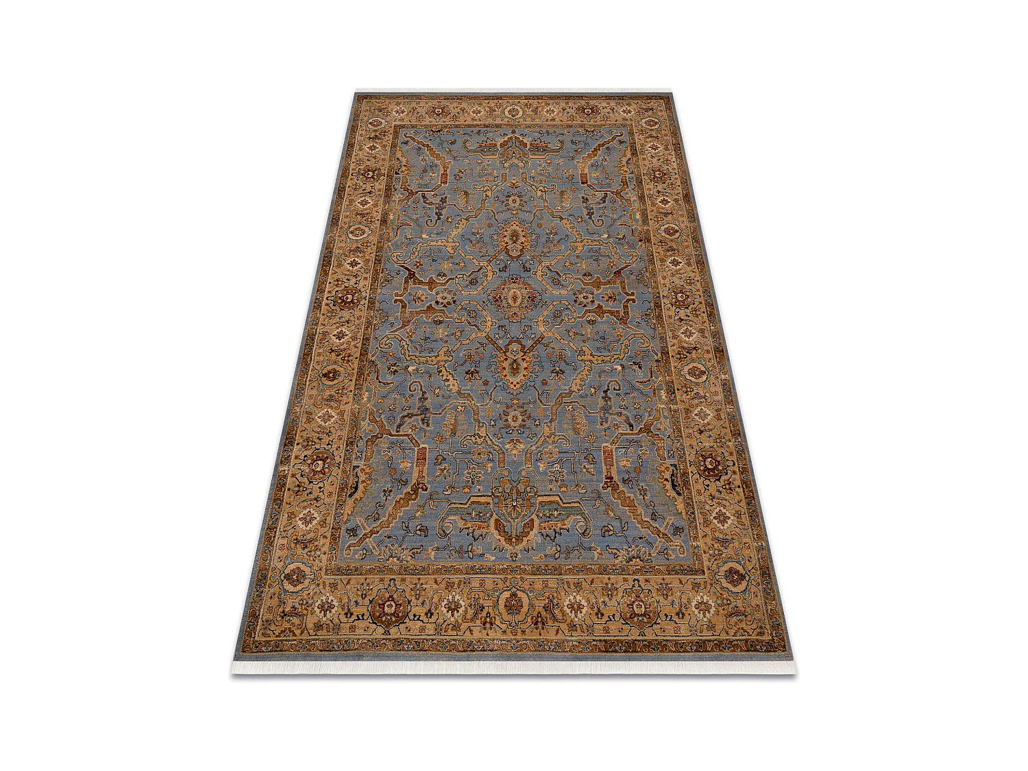 Tapis KESHAN franges, Cadre oriental 7875/53544 beige / bleu 160x230 cm