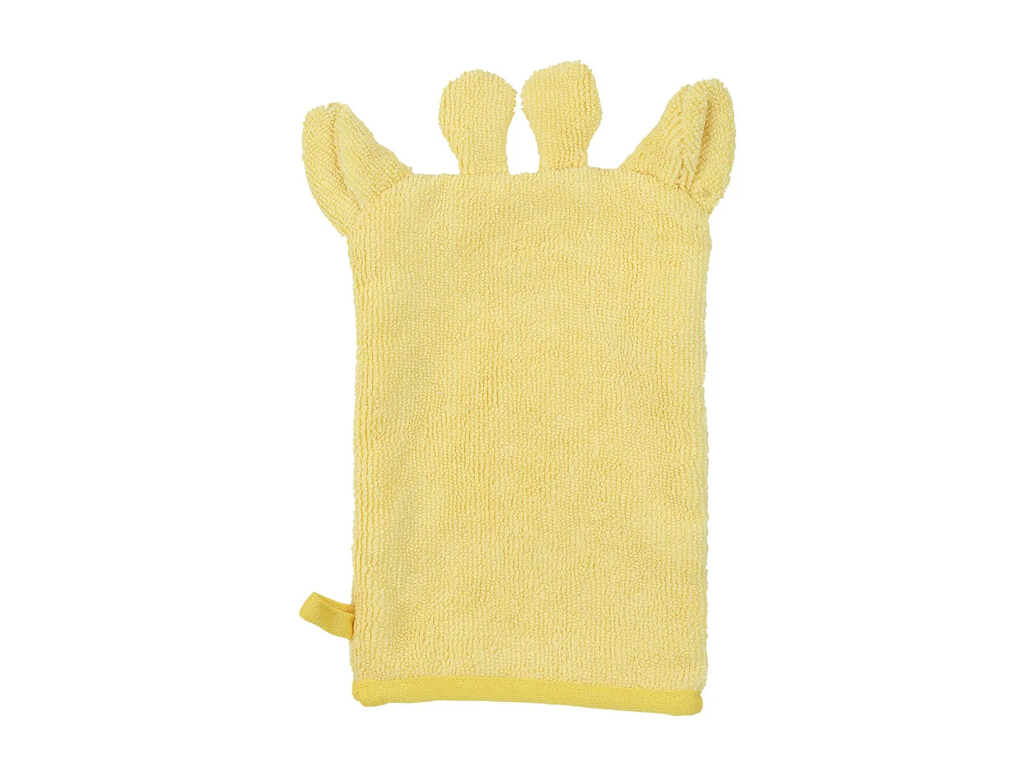 Lot de 2 gants de toilette 13x28 cm pur coton ANIMALETTO forme animal jaune
