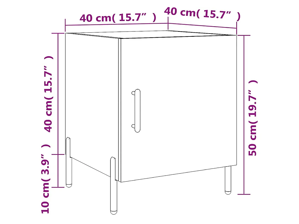 Comodino Rovere Fumo 40x40x50 cm in Legno Multistrato