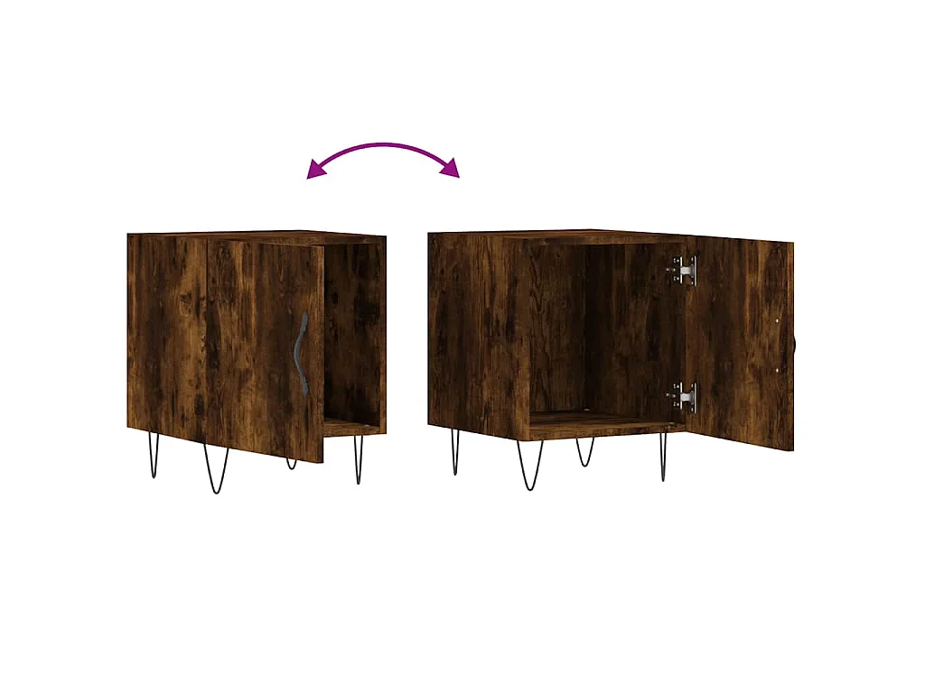 Comodino Rovere Fumo 40x40x50 cm in Legno Multistrato